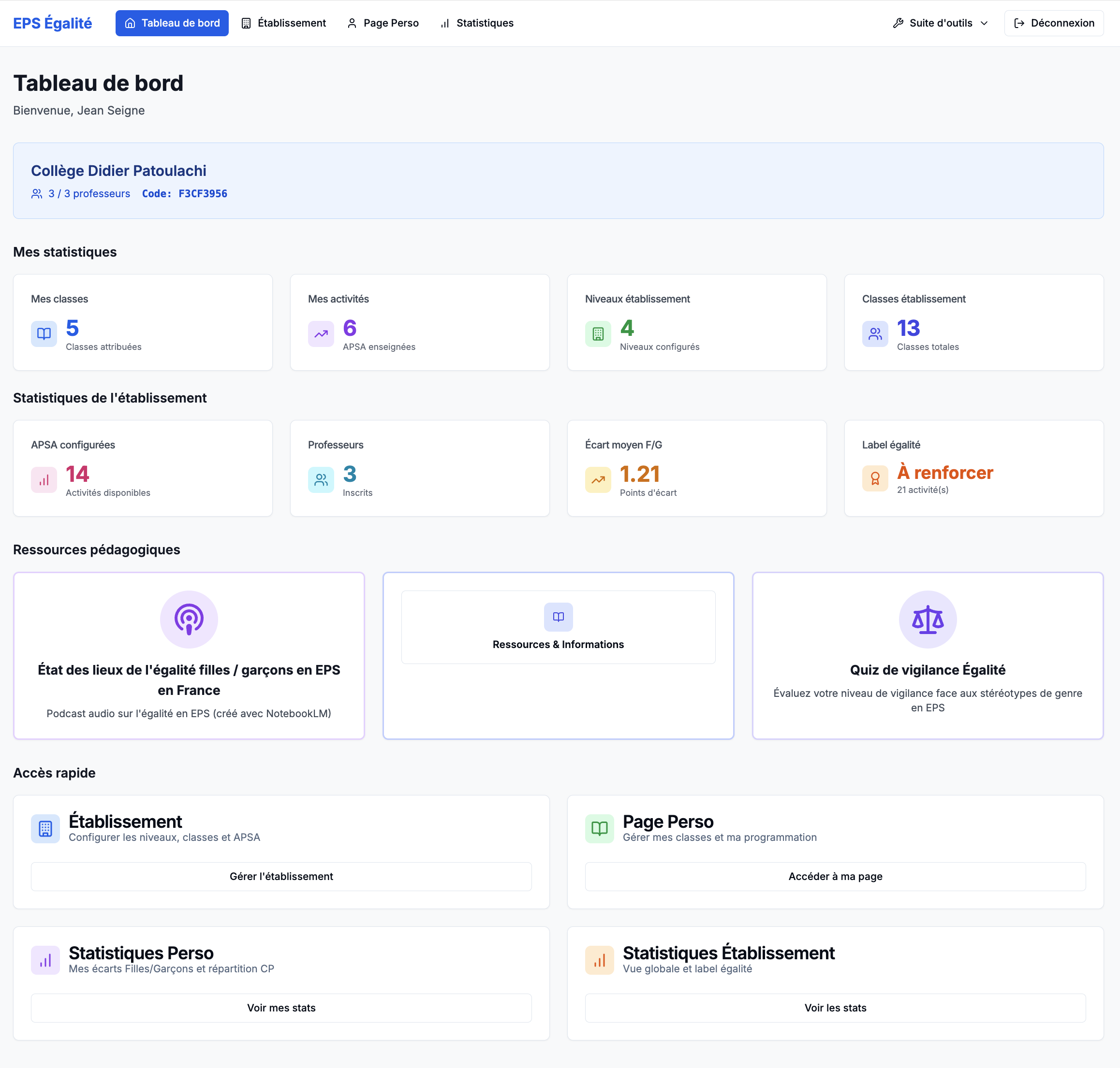 EPS Égalité - Capture d'écran 1