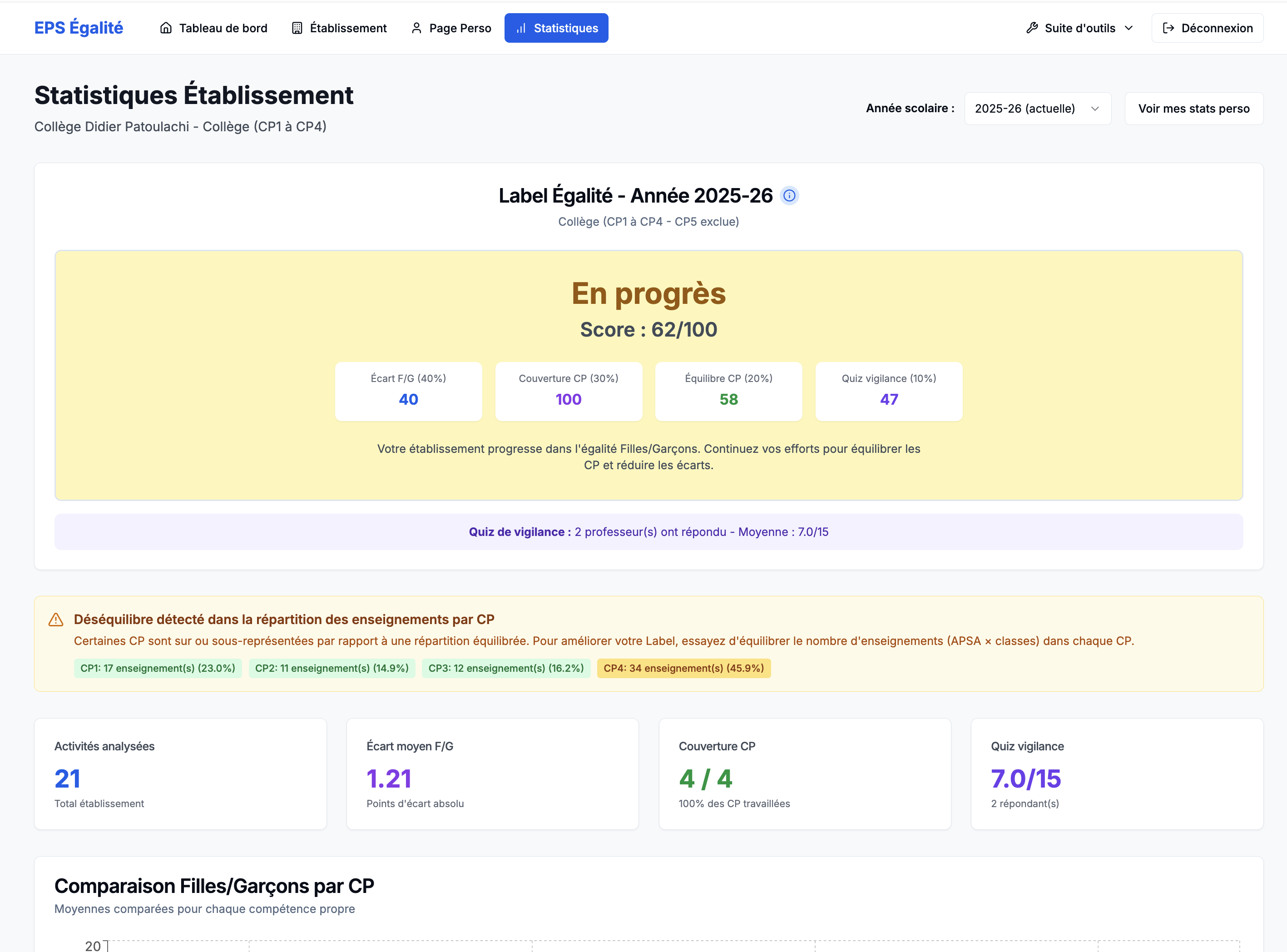 EPS Égalité - Capture d'écran 2